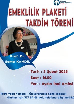 Prof. Dr. Sema KANDİL'in Emeklilik Plaketi Takdim Töreni