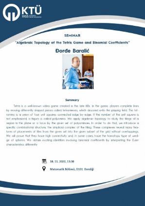 Seminar: Algebraic Topology of The Tetris Game and Binomial Coefficients