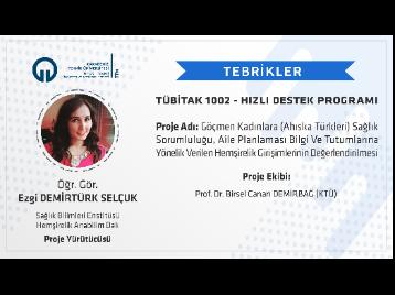 Doktora Öğrencimize TÜBİTAK Proje Desteği