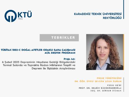 Dr. Öğr. Üyesi Selcen UZUN DURAN'a TÜBİTAK Proje Desteği

