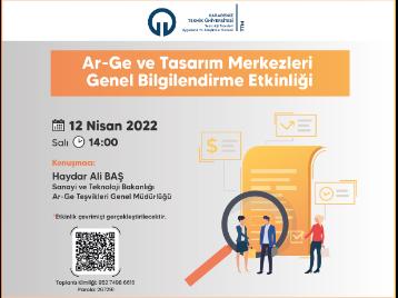 Ar-Ge ve Tasarım Merkezleri Genel Bilgilendirme Etkinliği Düzenlenecektir