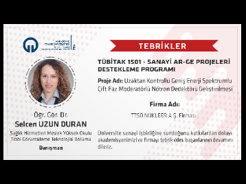Üniversitemiz Araştırmacılarından Öğr. Üyesi Dr. Selcen UZUN DURAN'ın Üniversite Sanayi İşbirliğine Katkısı..