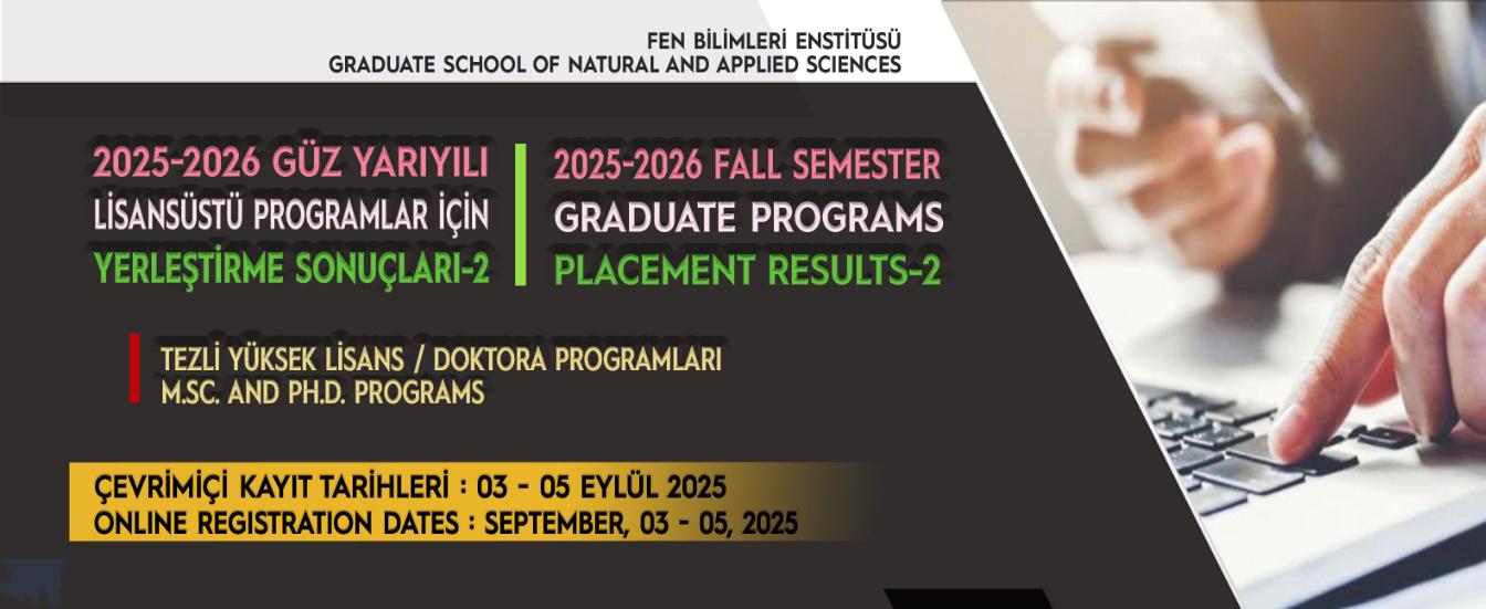 FBE | 2025-2026 Güz Yarıyılı Lisansüstü Programlara Yerleştirme Sonuçları - II